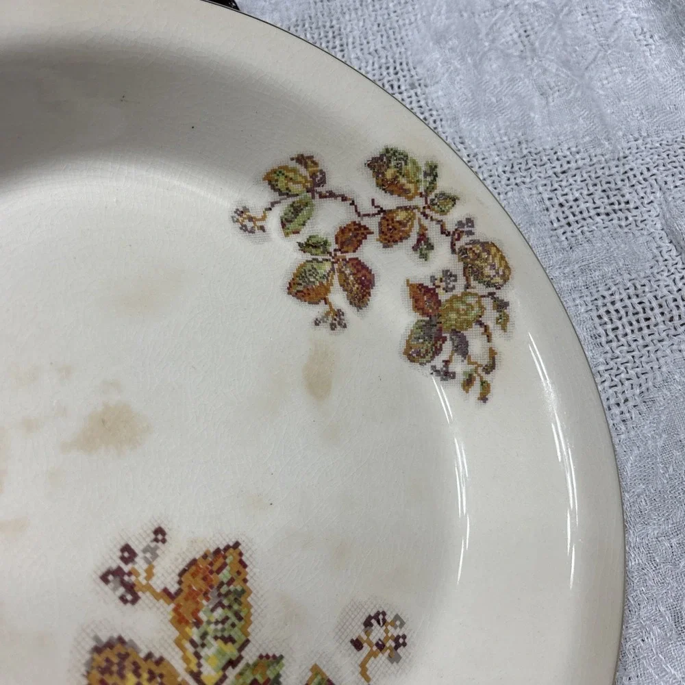Vintage Crooksville China Co. Crossed Stitch Leaf Pie Plate